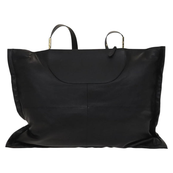 BURBERRY Shoulder Bag Leather Black Gold Auth bs25324