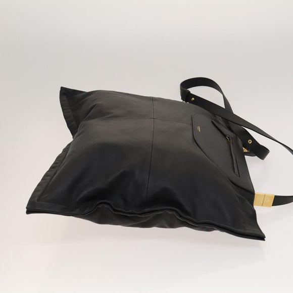 BURBERRY Shoulder Bag Leather Black Gold Auth bs25324