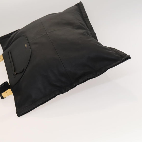 BURBERRY Shoulder Bag Leather Black Gold Auth bs25324