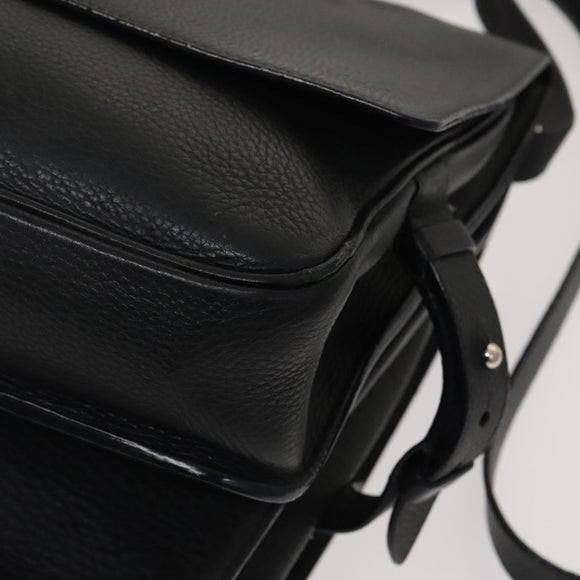 LOUIS VUITTON Naxos Stelios Shoulder Bag Leather Black M94205 LV Auth bs25333