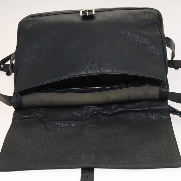 LOUIS VUITTON Naxos Stelios Shoulder Bag Leather Black M94205 LV Auth bs25333