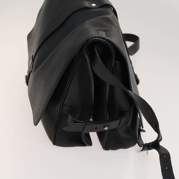 LOUIS VUITTON Naxos Stelios Shoulder Bag Leather Black M94205 LV Auth bs25333