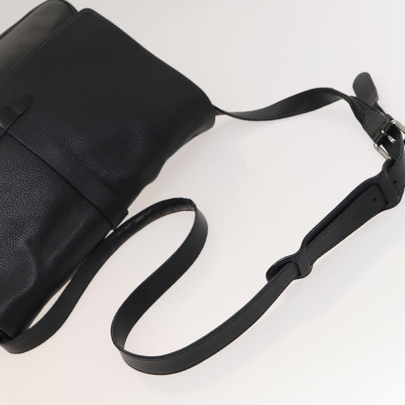 LOUIS VUITTON Naxos Stelios Shoulder Bag Leather Black M94205 LV Auth bs25333