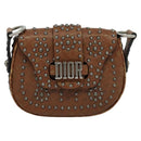 Christian Dior D FENCE Shoulder Bag Leather Brown Auth bs25342-13