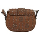 Christian Dior D FENCE Shoulder Bag Leather Brown Auth bs25342-2