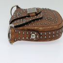Christian Dior D FENCE Shoulder Bag Leather Brown Auth bs25342-3