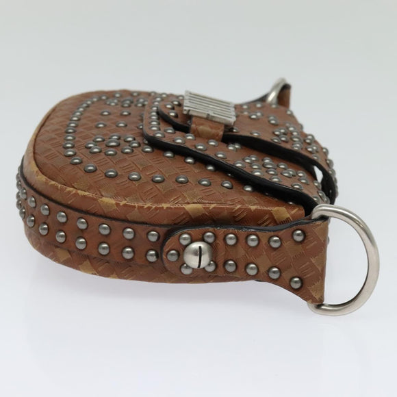 Christian Dior D FENCE Shoulder Bag Leather Brown Auth bs25342