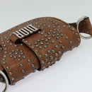 Christian Dior D FENCE Shoulder Bag Leather Brown Auth bs25342-5