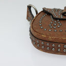 Christian Dior D FENCE Shoulder Bag Leather Brown Auth bs25342-7