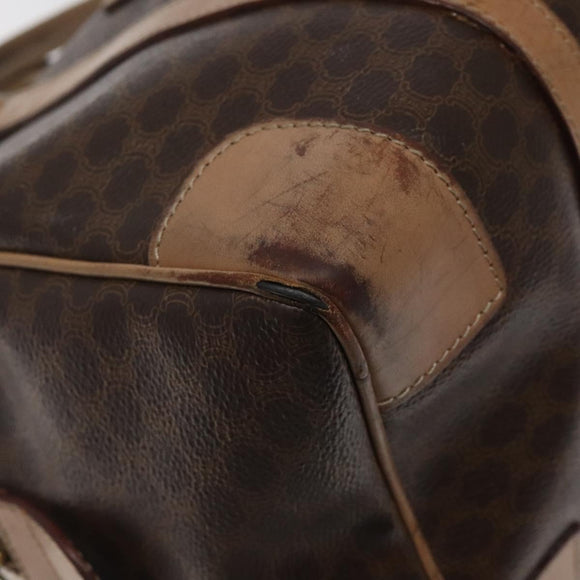 CELINE Macadam Canvas Hand Bag PVC Leather Brown Gold Auth bs25372