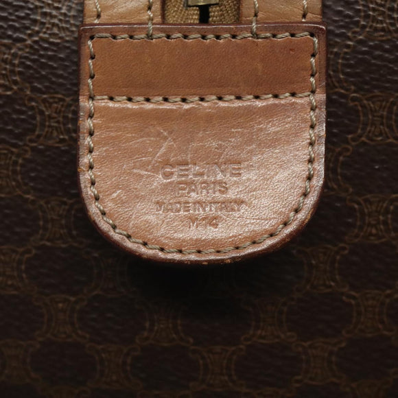 CELINE Macadam Canvas Hand Bag PVC Leather Brown Gold Auth bs25372