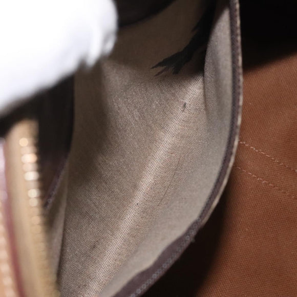 CELINE Macadam Canvas Hand Bag PVC Leather Brown Gold Auth bs25372