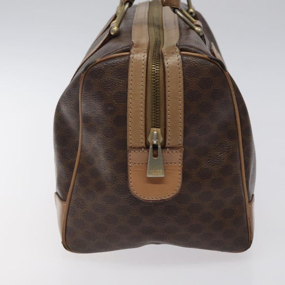 CELINE Macadam Canvas Hand Bag PVC Leather Brown Gold Auth bs25372
