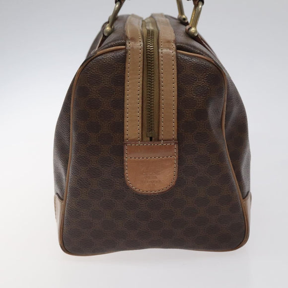 CELINE Macadam Canvas Hand Bag PVC Leather Brown Gold Auth bs25372