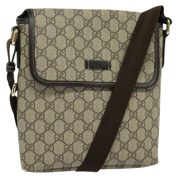 GUCCI GG Supreme Shoulder Bag PVC Beige Gold 223666 Auth bs25373