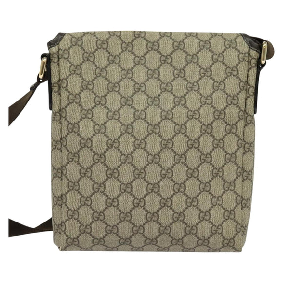 GUCCI GG Supreme Shoulder Bag PVC Beige Gold 223666 Auth bs25373