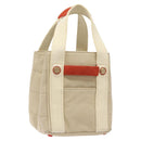 CHANEL Hand Bag Canvas Beige CC Auth bs25378-1