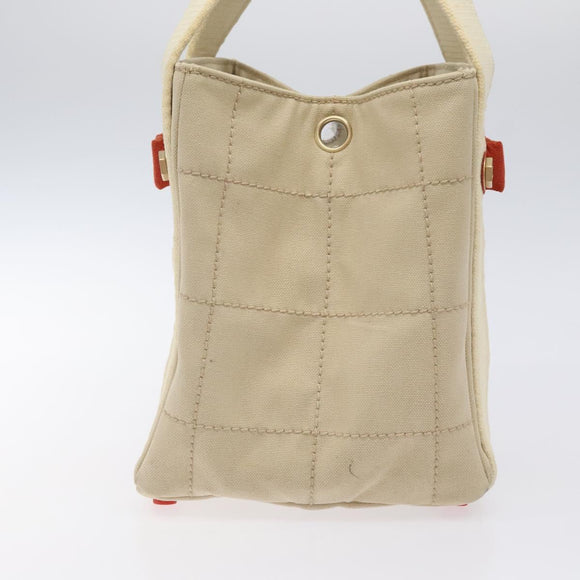 CHANEL Hand Bag Canvas Beige CC Auth bs25378
