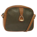 CELINE Shoulder Bag Leather Khaki Gold Auth bs25384-1