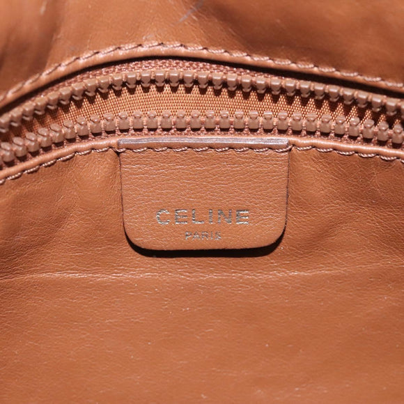 CELINE Shoulder Bag Leather Khaki Gold Auth bs25384