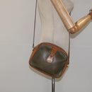 CELINE Shoulder Bag Leather Khaki Gold Auth bs25384-21