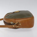 CELINE Shoulder Bag Leather Khaki Gold Auth bs25384-4