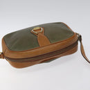 CELINE Shoulder Bag Leather Khaki Gold Auth bs25384-6