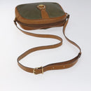 CELINE Shoulder Bag Leather Khaki Gold Auth bs25384-7