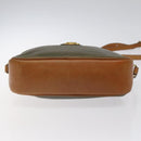 CELINE Shoulder Bag Leather Khaki Gold Auth bs25384-5