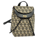 Salvatore Ferragamo Gancini Backpack PVC Leather Beige Gold Auth bs25390-1