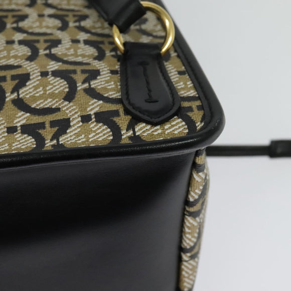 Salvatore Ferragamo Gancini Backpack PVC Leather Beige Gold Auth bs25390