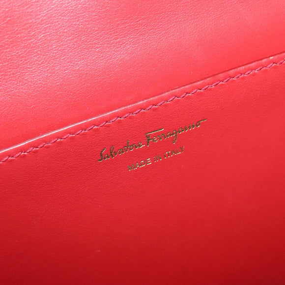 Salvatore Ferragamo Gancini Backpack PVC Leather Beige Gold Auth bs25390