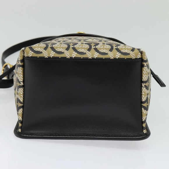 Salvatore Ferragamo Gancini Backpack PVC Leather Beige Gold Auth bs25390