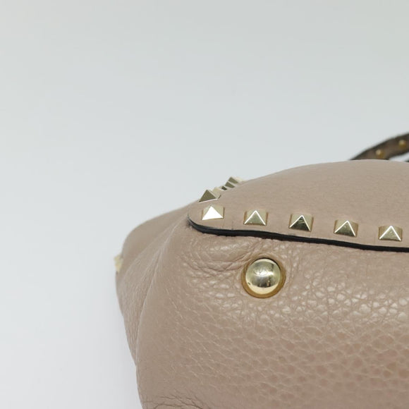 VALENTINO Studs Hand Bag Leather 2way Pink Auth bs25402