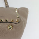 VALENTINO Studs Hand Bag Leather 2way Pink Auth bs25402-13