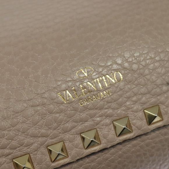 VALENTINO Studs Hand Bag Leather 2way Pink Auth bs25402