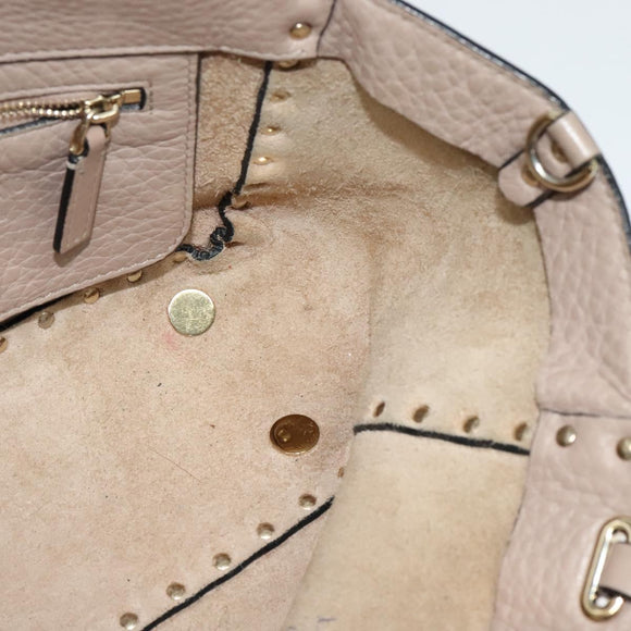 VALENTINO Studs Hand Bag Leather 2way Pink Auth bs25402