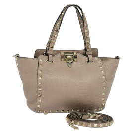 VALENTINO Studs Hand Bag Leather 2way Pink Auth bs25402