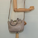 VALENTINO Studs Hand Bag Leather 2way Pink Auth bs25402-21
