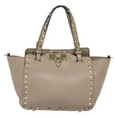 VALENTINO Studs Hand Bag Leather 2way Pink Auth bs25402-2