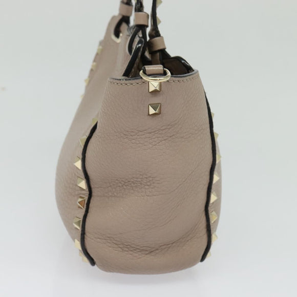 VALENTINO Studs Hand Bag Leather 2way Pink Auth bs25402
