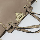 VALENTINO Studs Hand Bag Leather 2way Pink Auth bs25402-6
