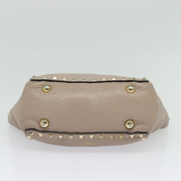 VALENTINO Studs Hand Bag Leather 2way Pink Auth bs25402
