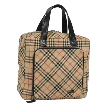 Burberrys Nova Check Blue Label Hand Bag Canvas Beige Auth bs25432