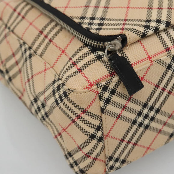 Burberrys Nova Check Blue Label Hand Bag Canvas Beige Auth bs25432
