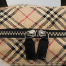 Burberrys Nova Check Blue Label Hand Bag Canvas Beige Auth bs25432-10