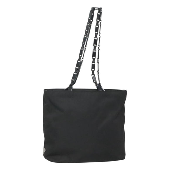 PRADA Chain Shoulder Bag Nylon Black Auth bs25437