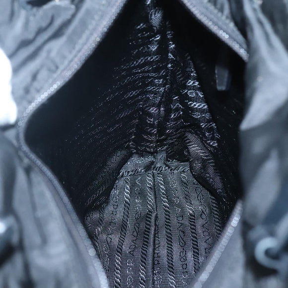 PRADA Chain Shoulder Bag Nylon Black Auth bs25437