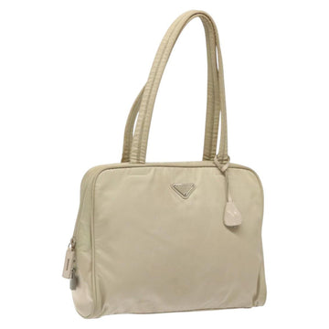 PRADA Shoulder Bag Nylon Beige Auth bs25438