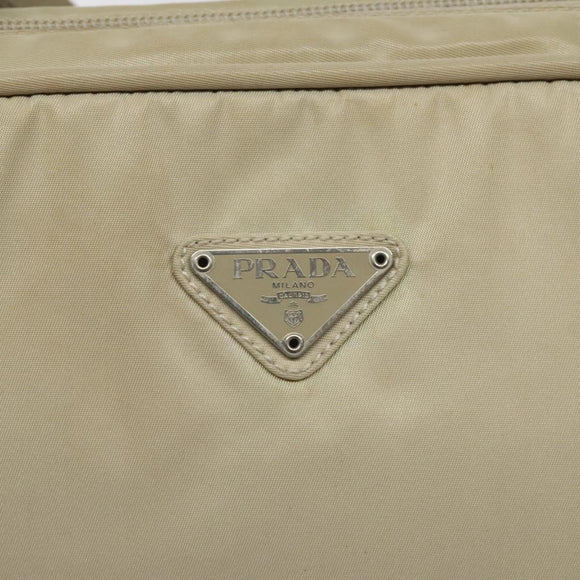 PRADA Shoulder Bag Nylon Beige Auth bs25438